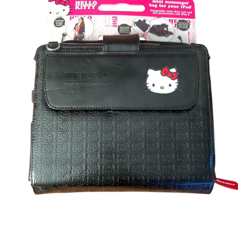Hello Kitty Black Ipad Tablet Messenger Bag